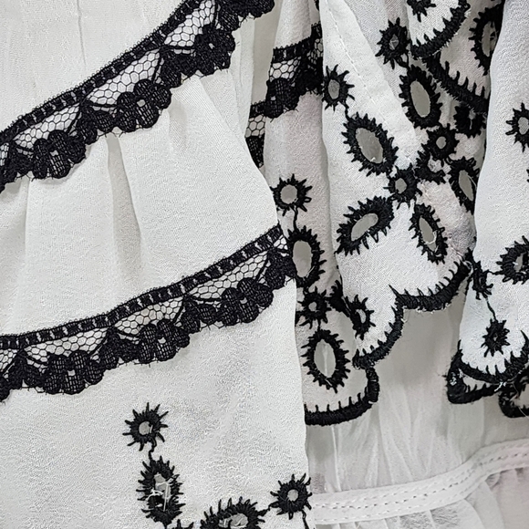 Studio 1940 Women's Vintage Poly Crinkle Ruffles Button Front Top Victorian- M - Picture 5 of 6